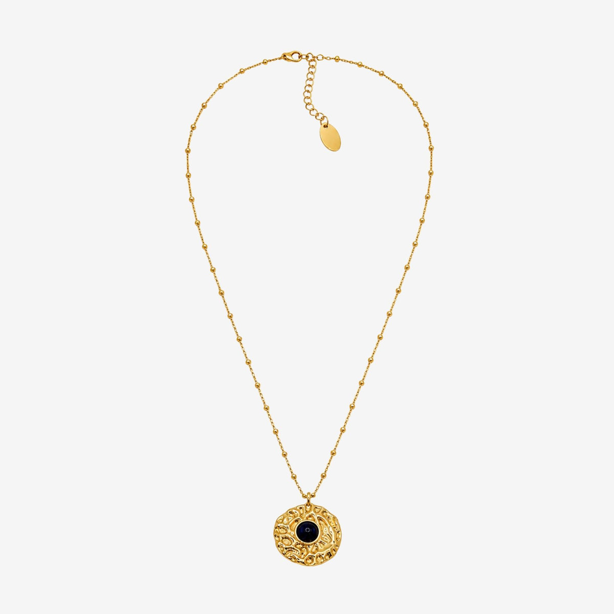 Kin Molten Gold and Navy Stone Pendant Necklace