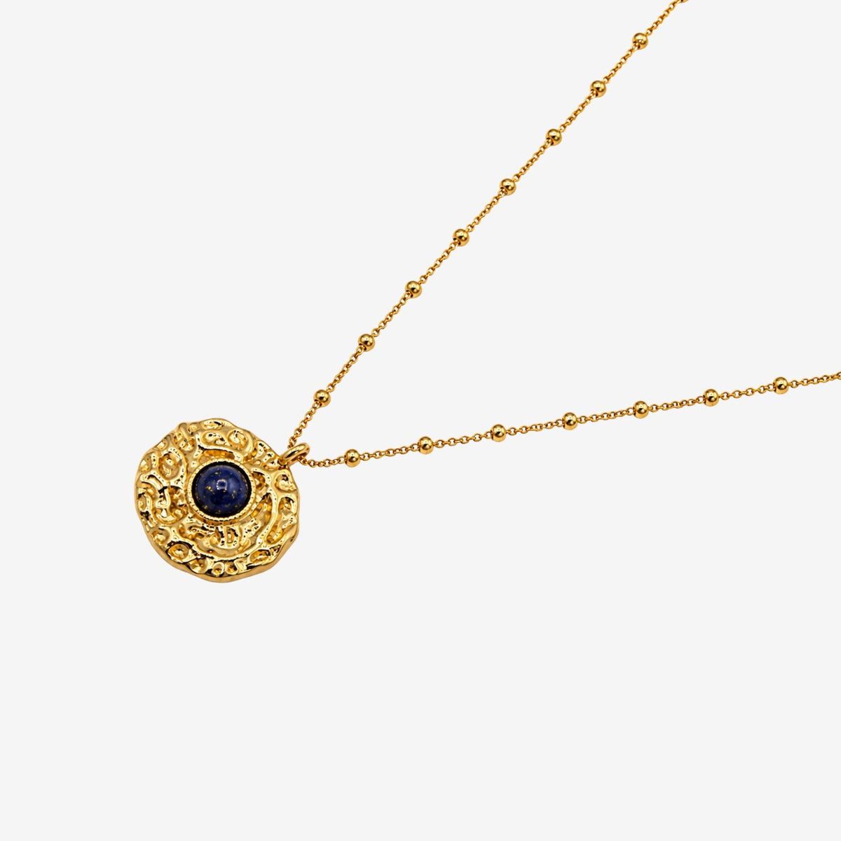 Kin Molten Gold and Navy Stone Pendant Necklace