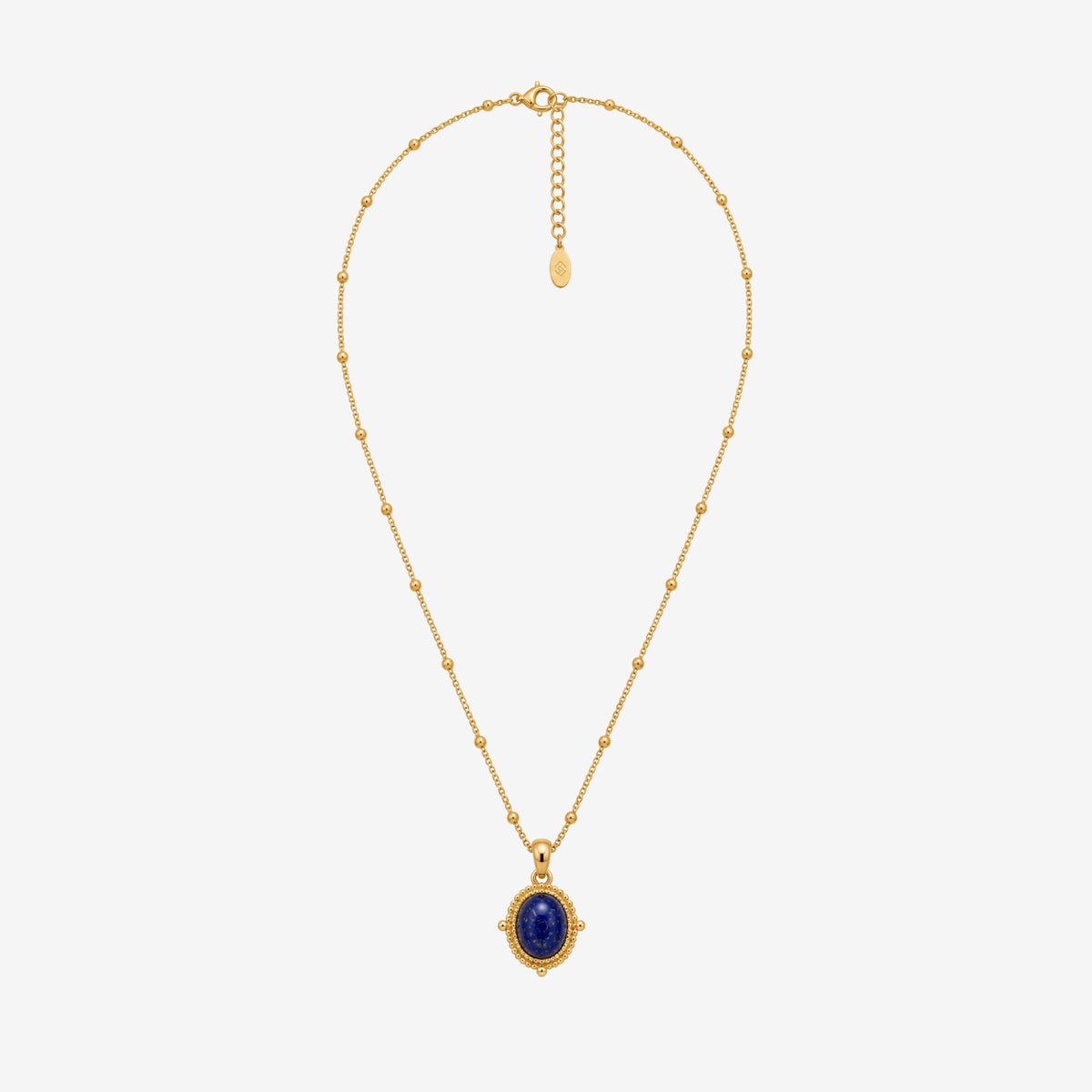 Enso Solid 925 Silver with 18K Gold Vermeil and Lapis Lazuli Stone Necklace
