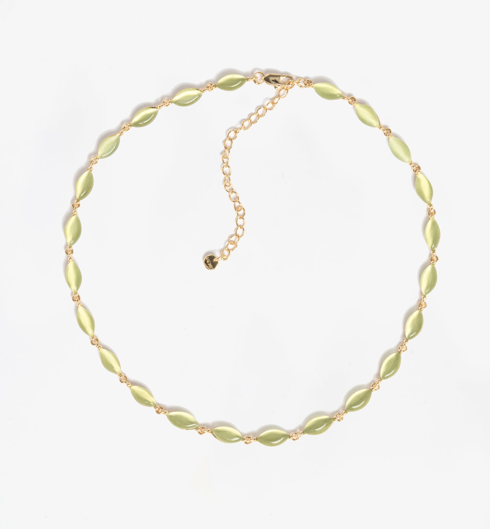 Nekomeishi Green Cats Eye Necklace  18K Gold Plated by Uchi & Soto Jewellery