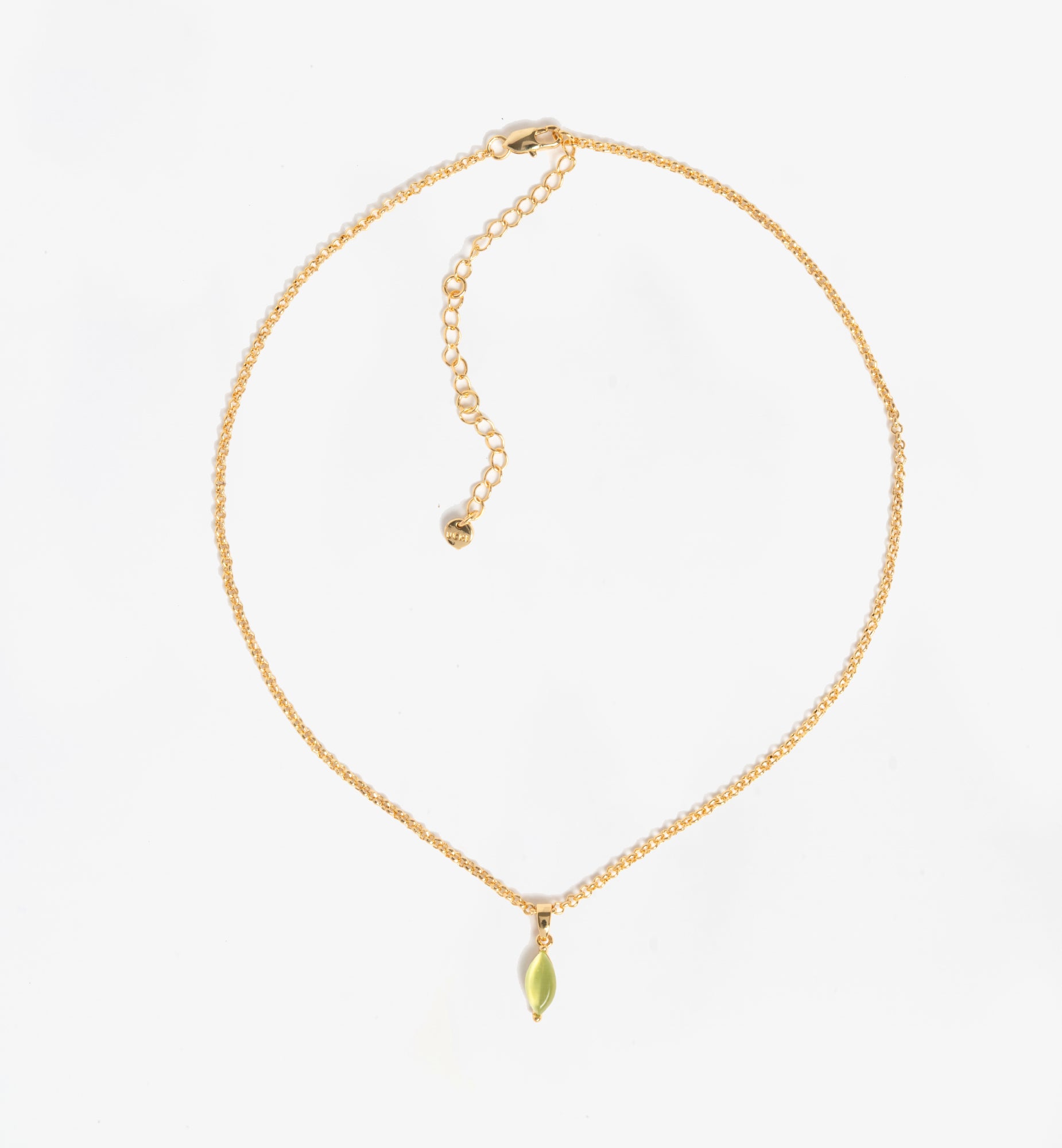 Nekomeishi Green Cats Eye Pendant 18K Gold Plated Semi Precious Stone  18K Gold Plated by Uchi & Soto Jewellery