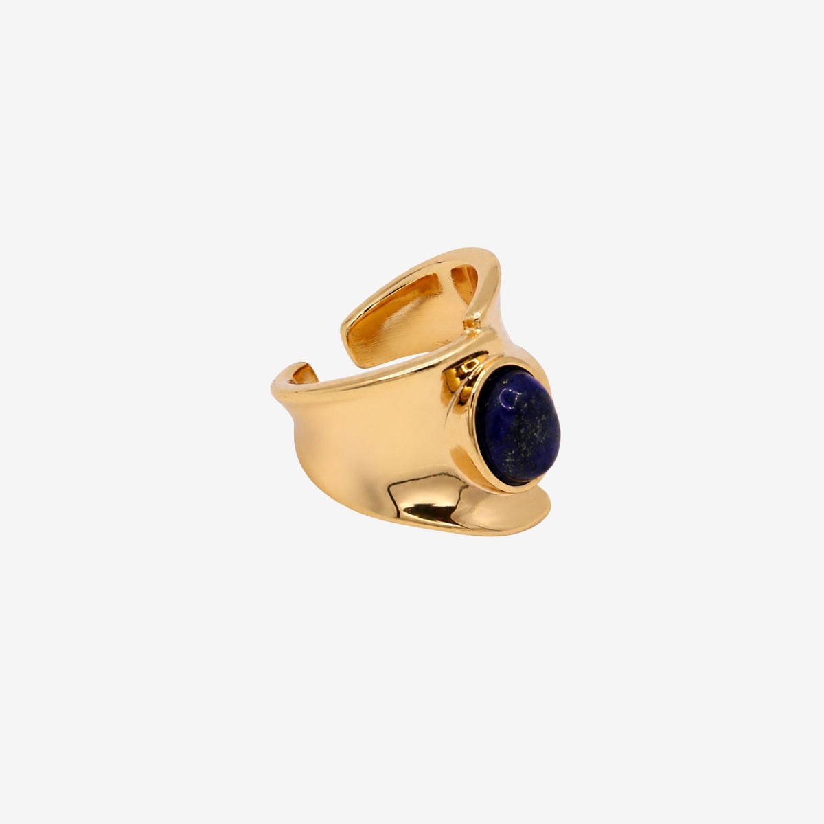 Enso Sculptural Navy Lapis Lazuli Stone Ring