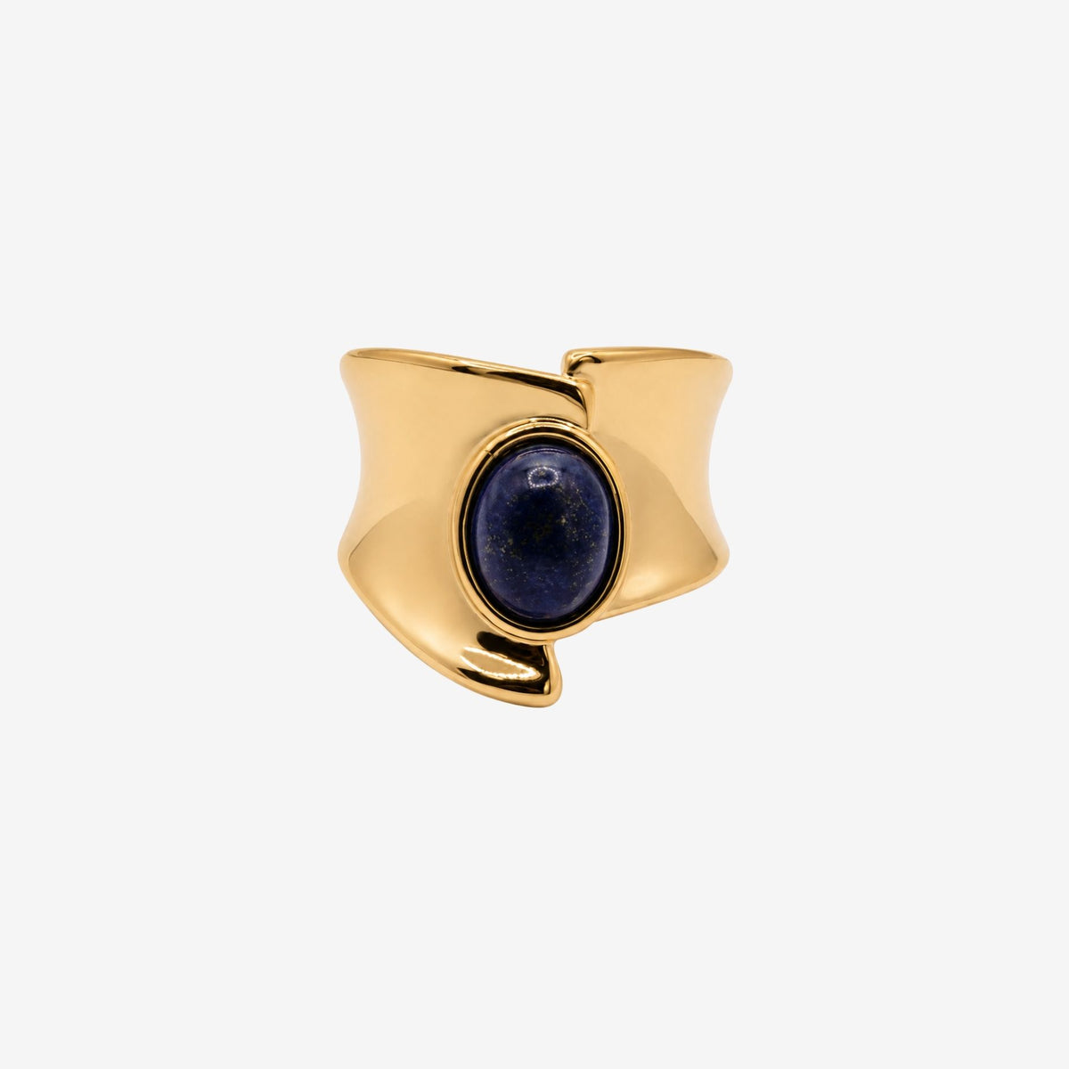 Enso Sculptural Navy Lapis Lazuli Stone Ring