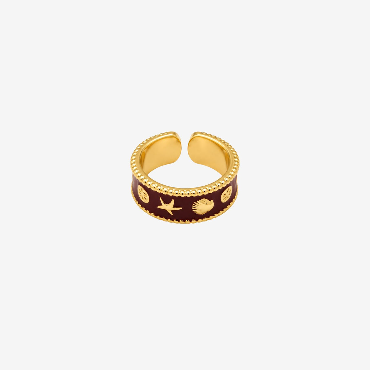 Kin Red and Gold Shell Ring