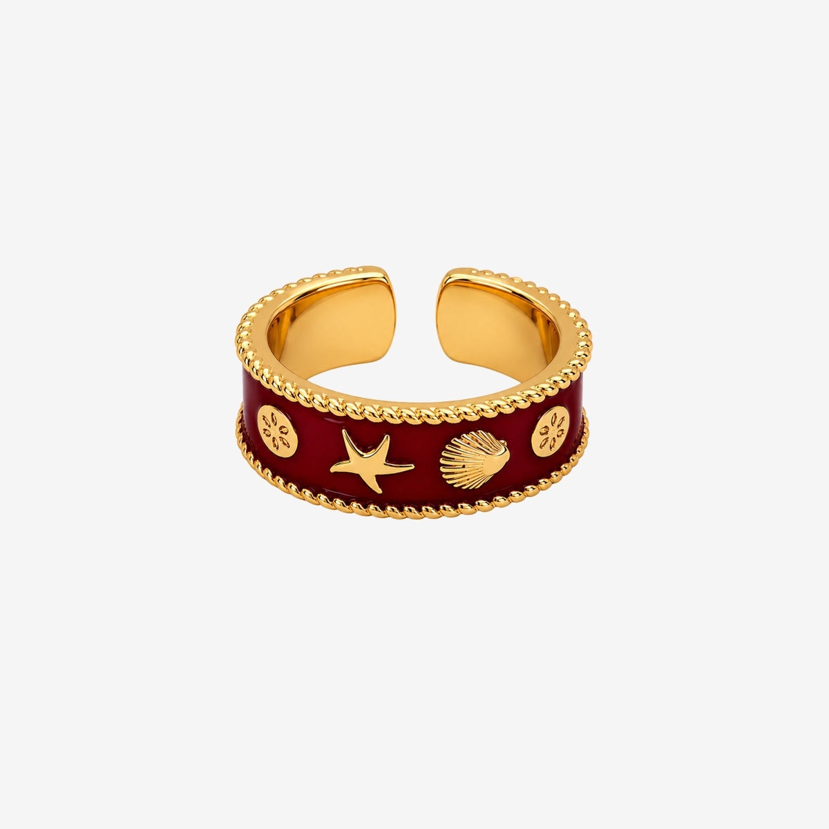 Kin Red and Gold Shell Ring