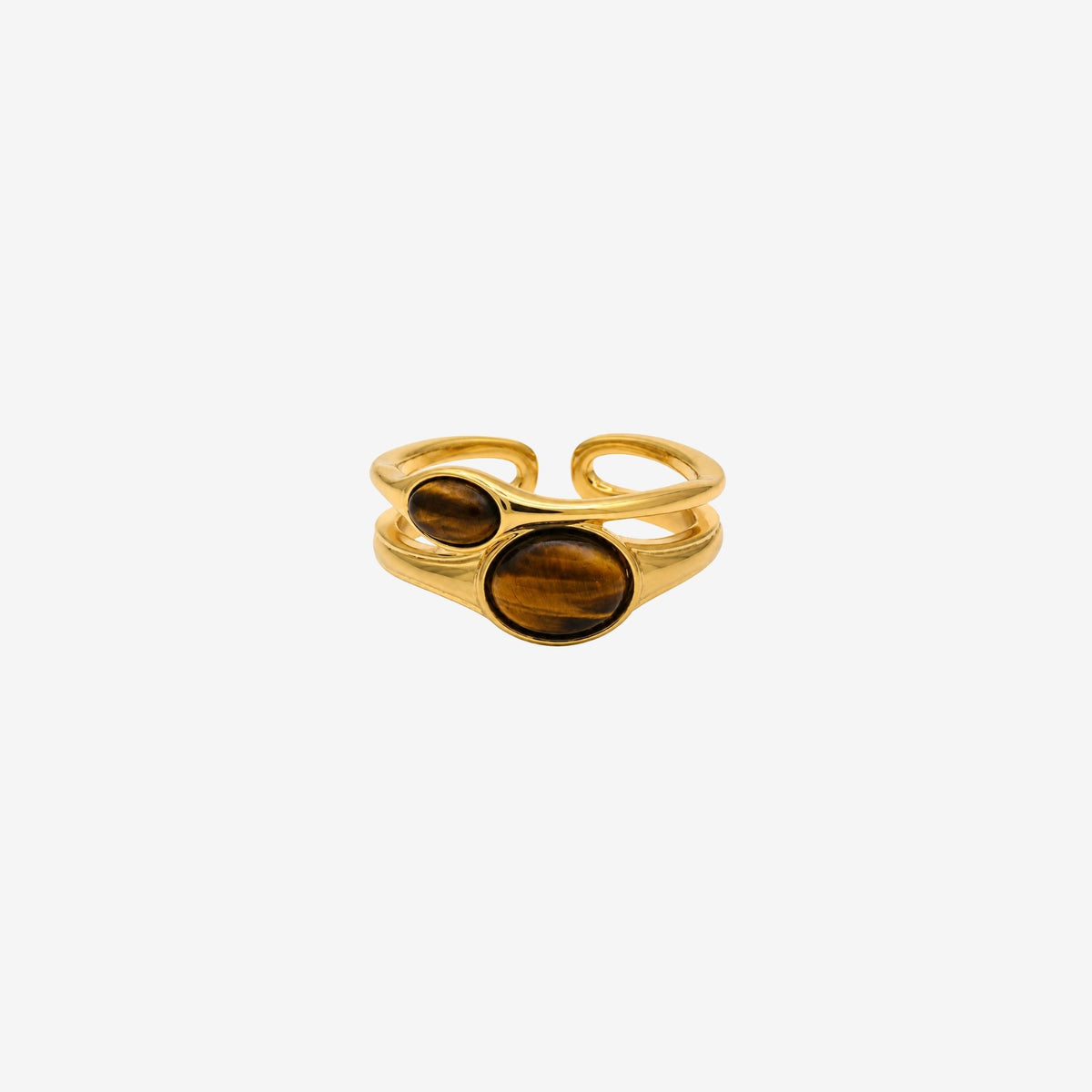 Nekomeishi Tiger's Eye Stone Layered Ring