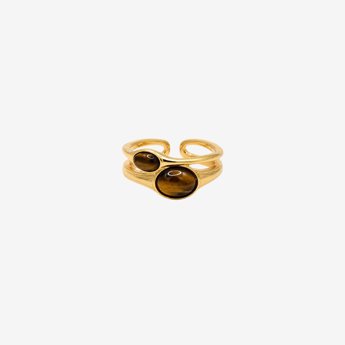 Nekomeishi Tiger's Eye Stone Layered Ring
