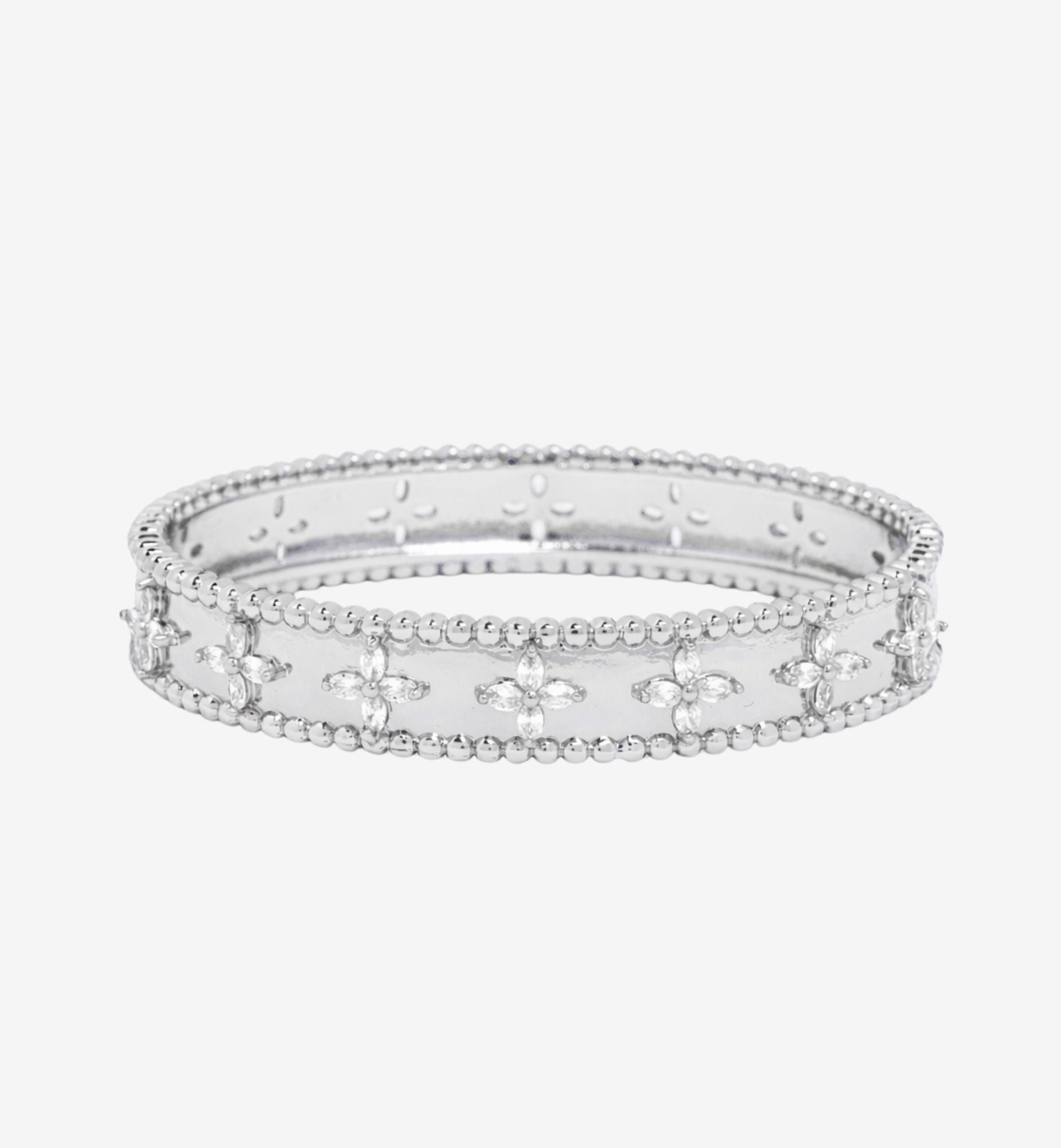 Kinmokusei Silver Bead Floral Bangle