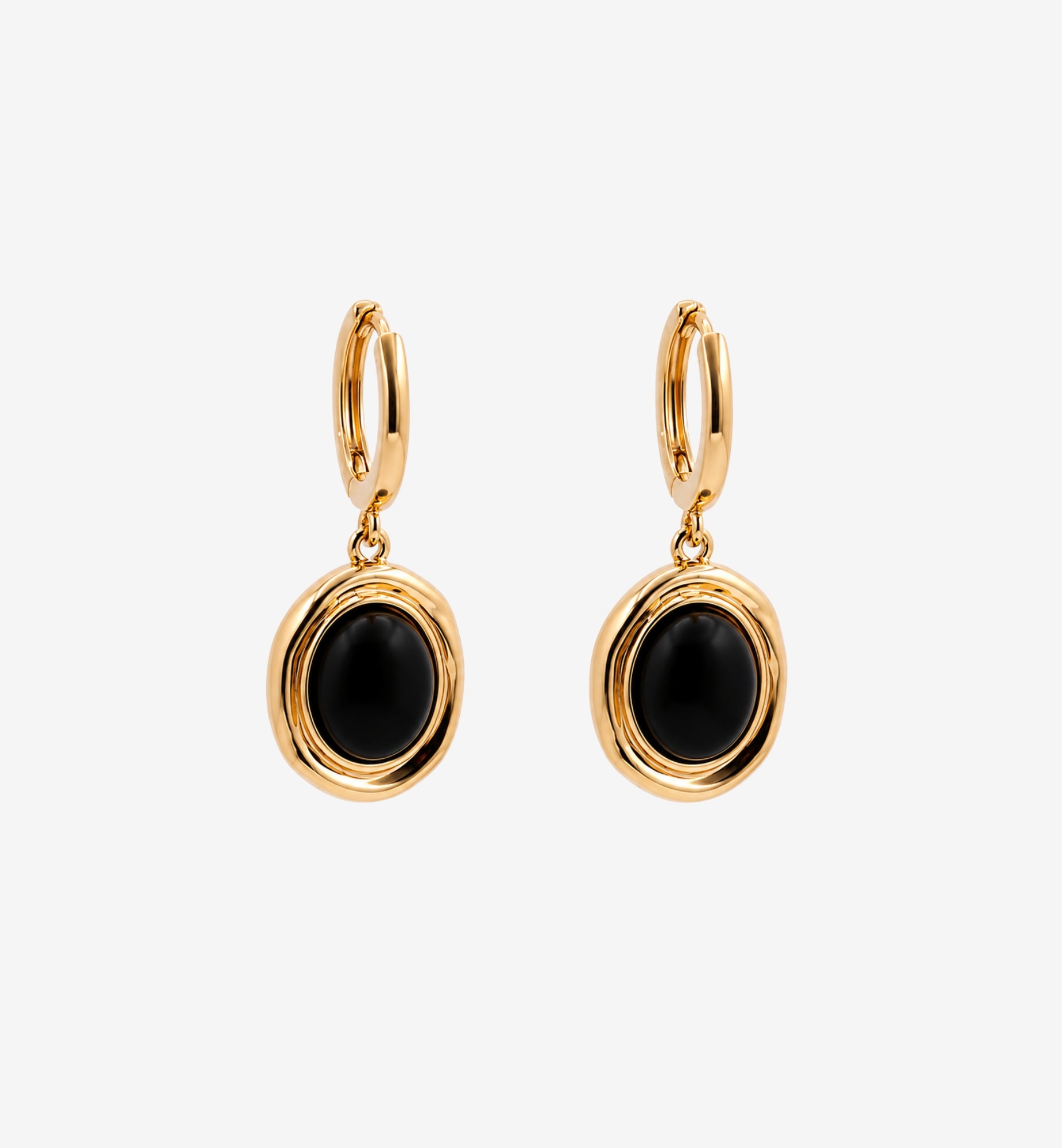 Enso Onyx Molten Gold Drop Huggies