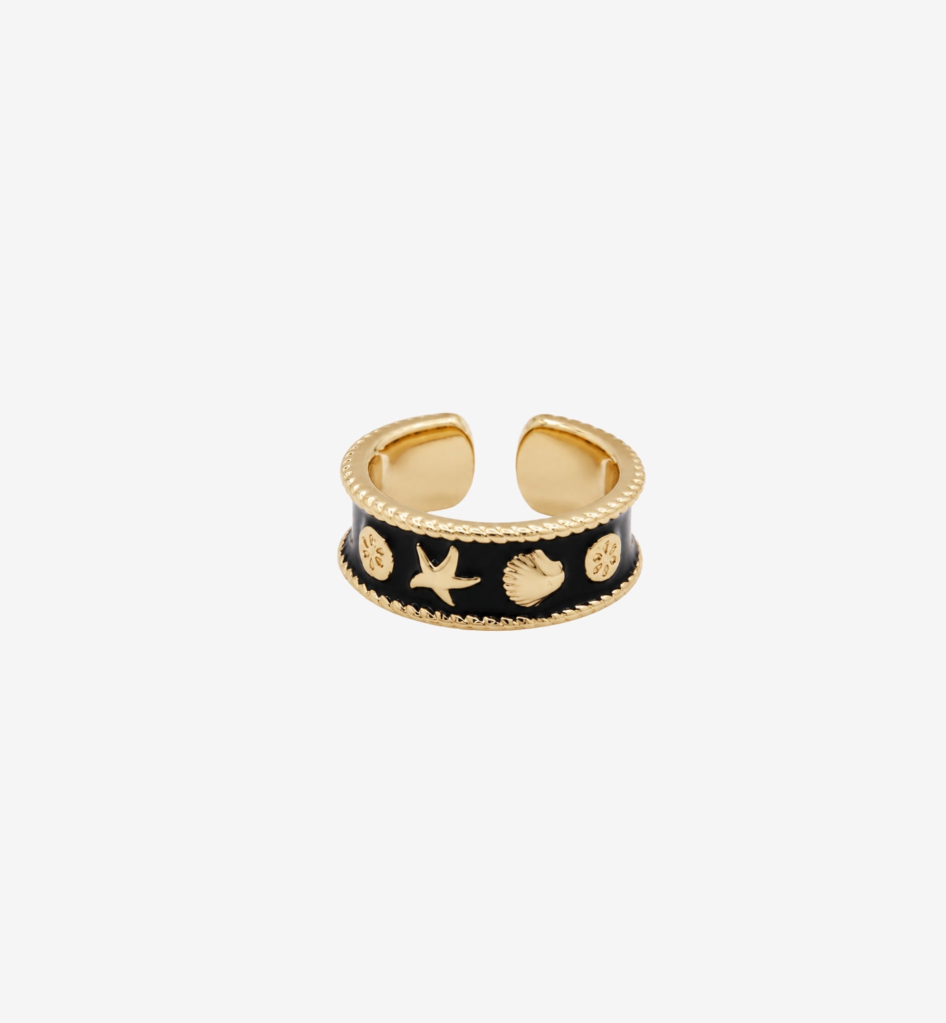 Kin Black and Gold Shell Ring