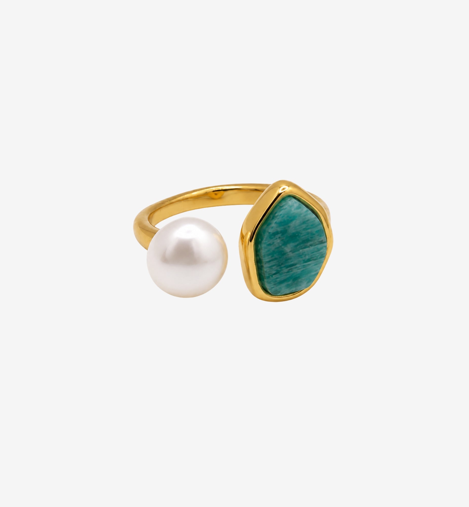 Shinju Pearl and Amazonite Stone Ring