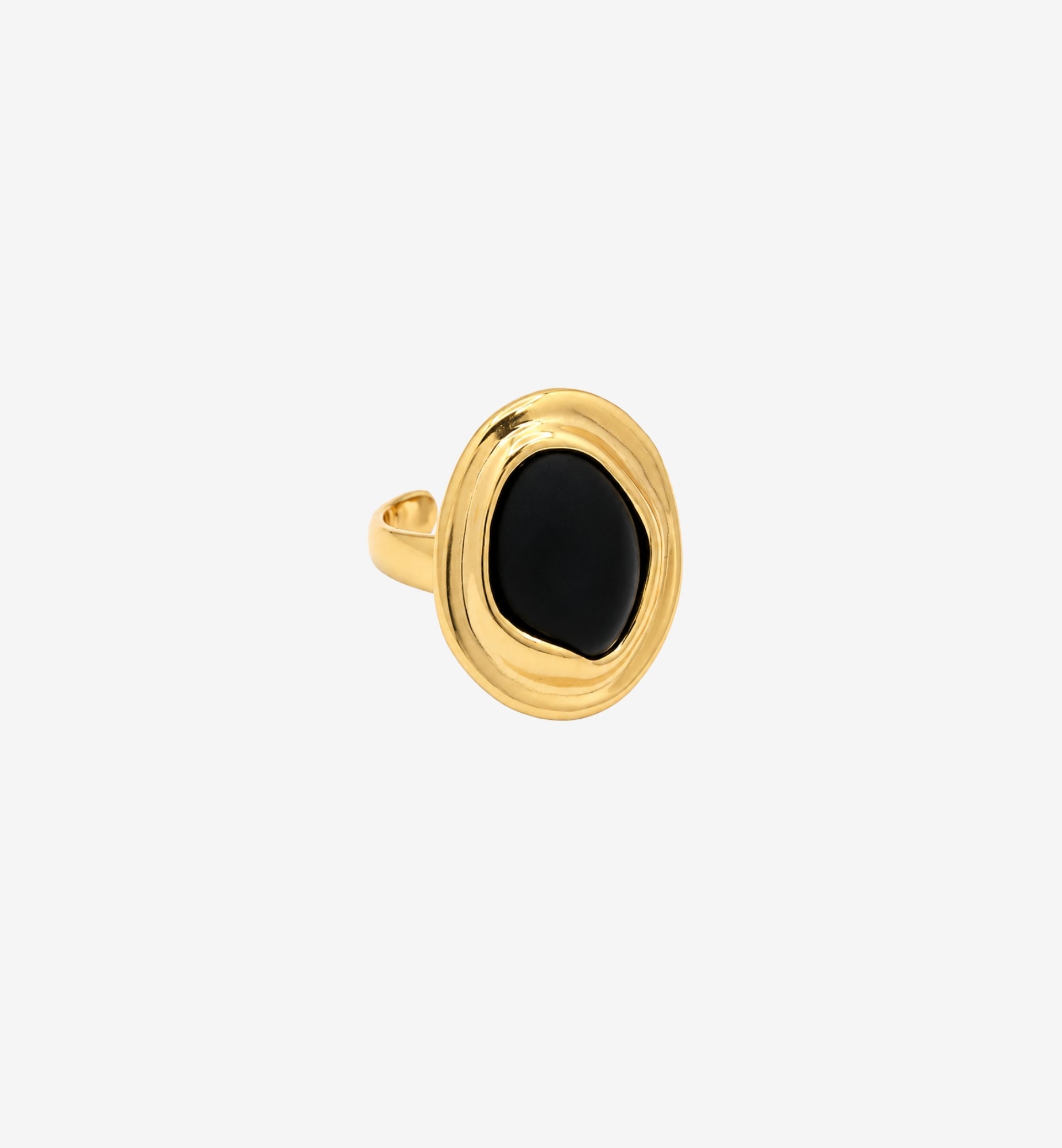 Enso Black Onyx And Molten Gold Ring