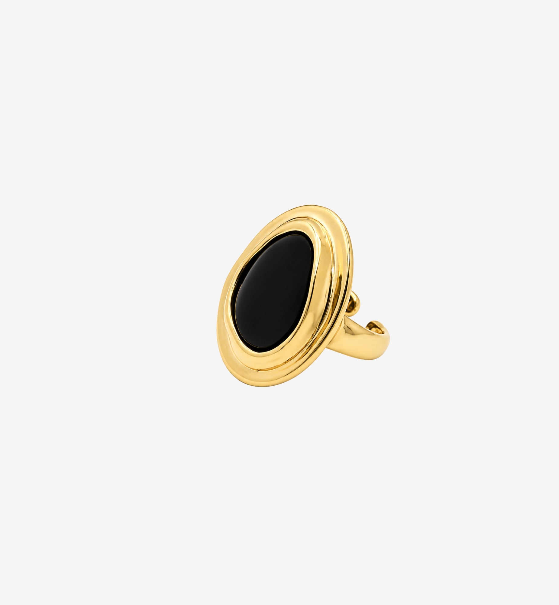 Enso Black Onyx And Molten Gold Ring
