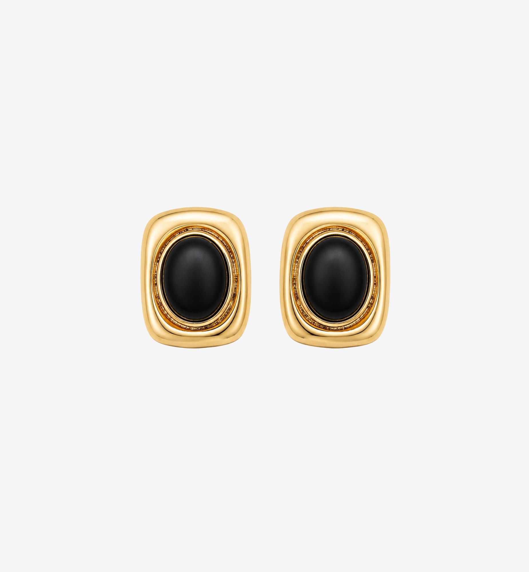 Enso Onyx Gold Stud Earrings