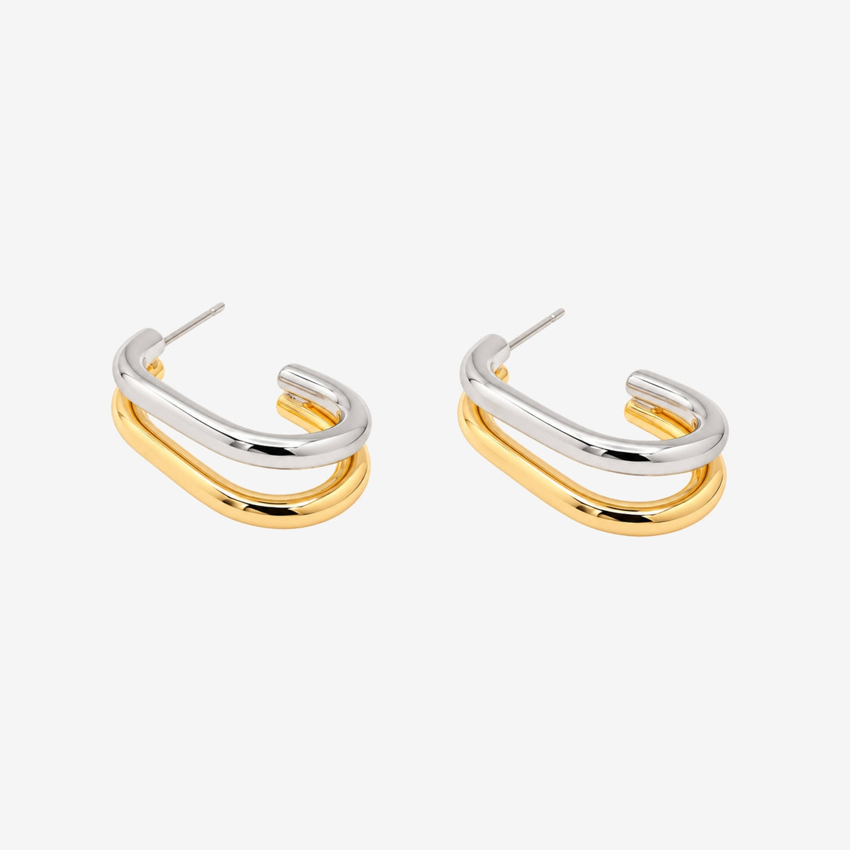 Shikaki Mixed Metals Double Hoop Earrings