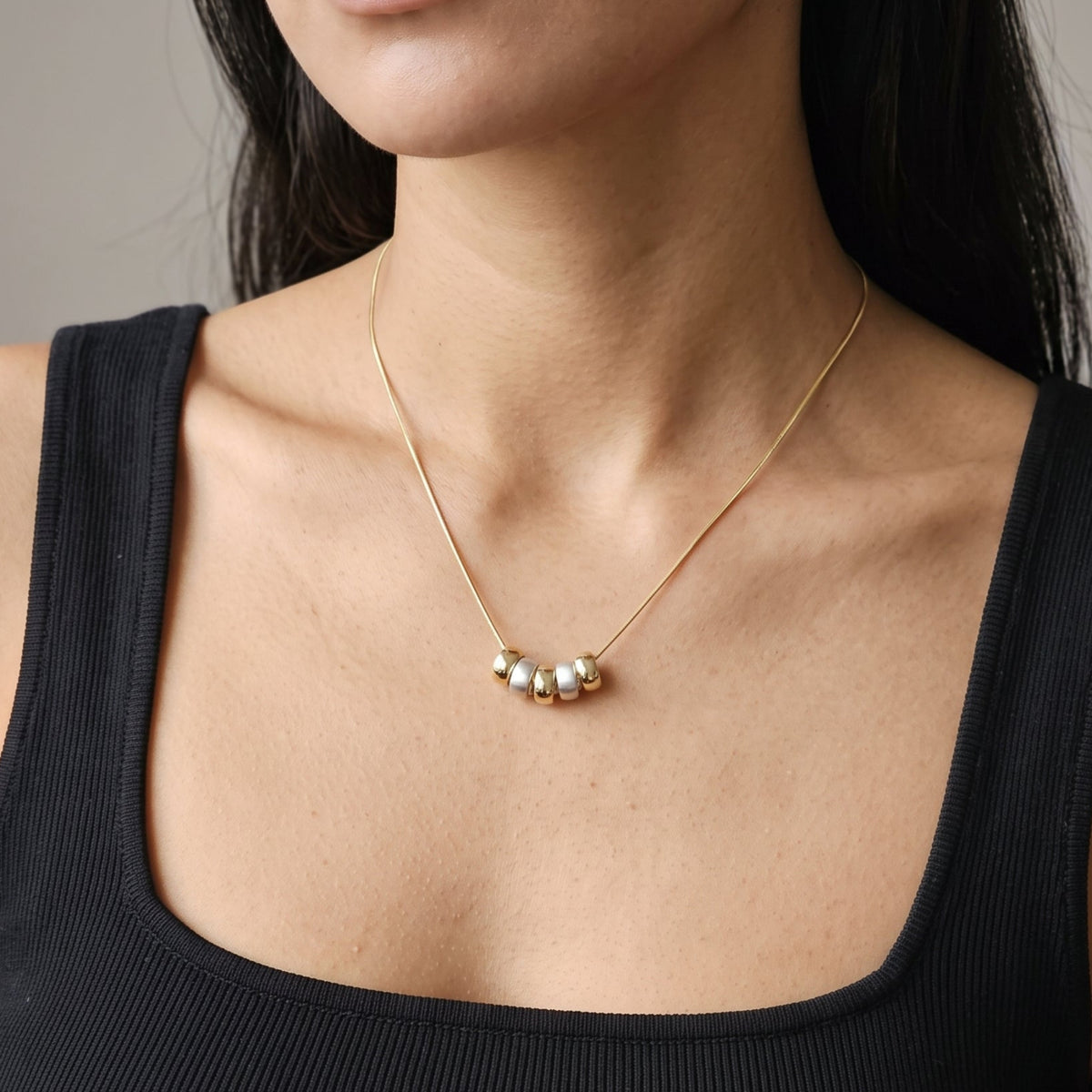 Enso Mixed Metals Multi Ring Necklace