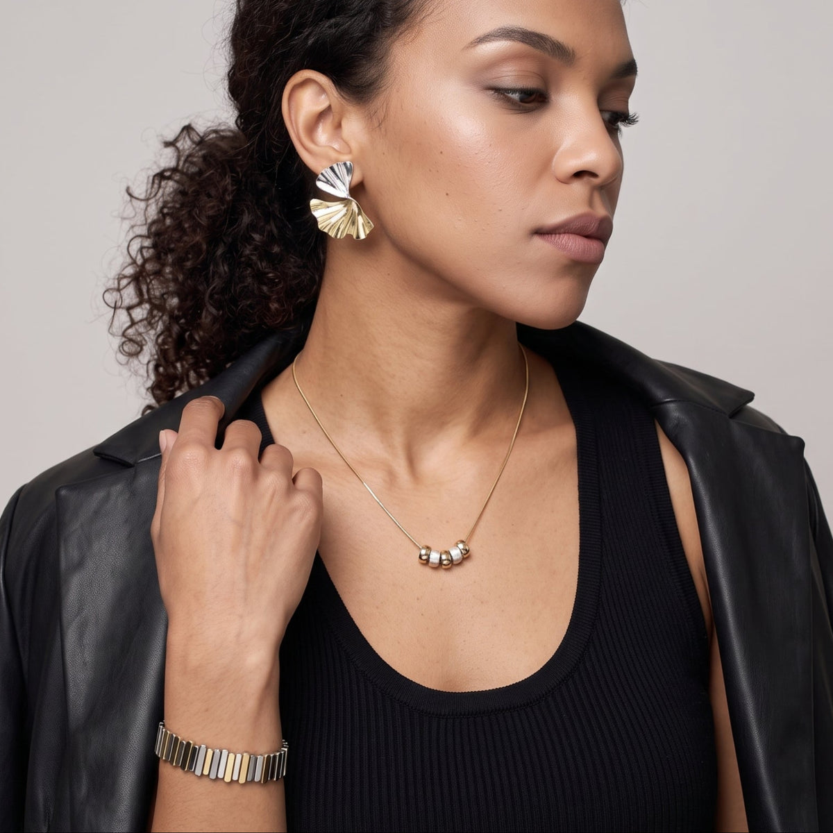 Enso Mixed Metals Multi Ring Necklace