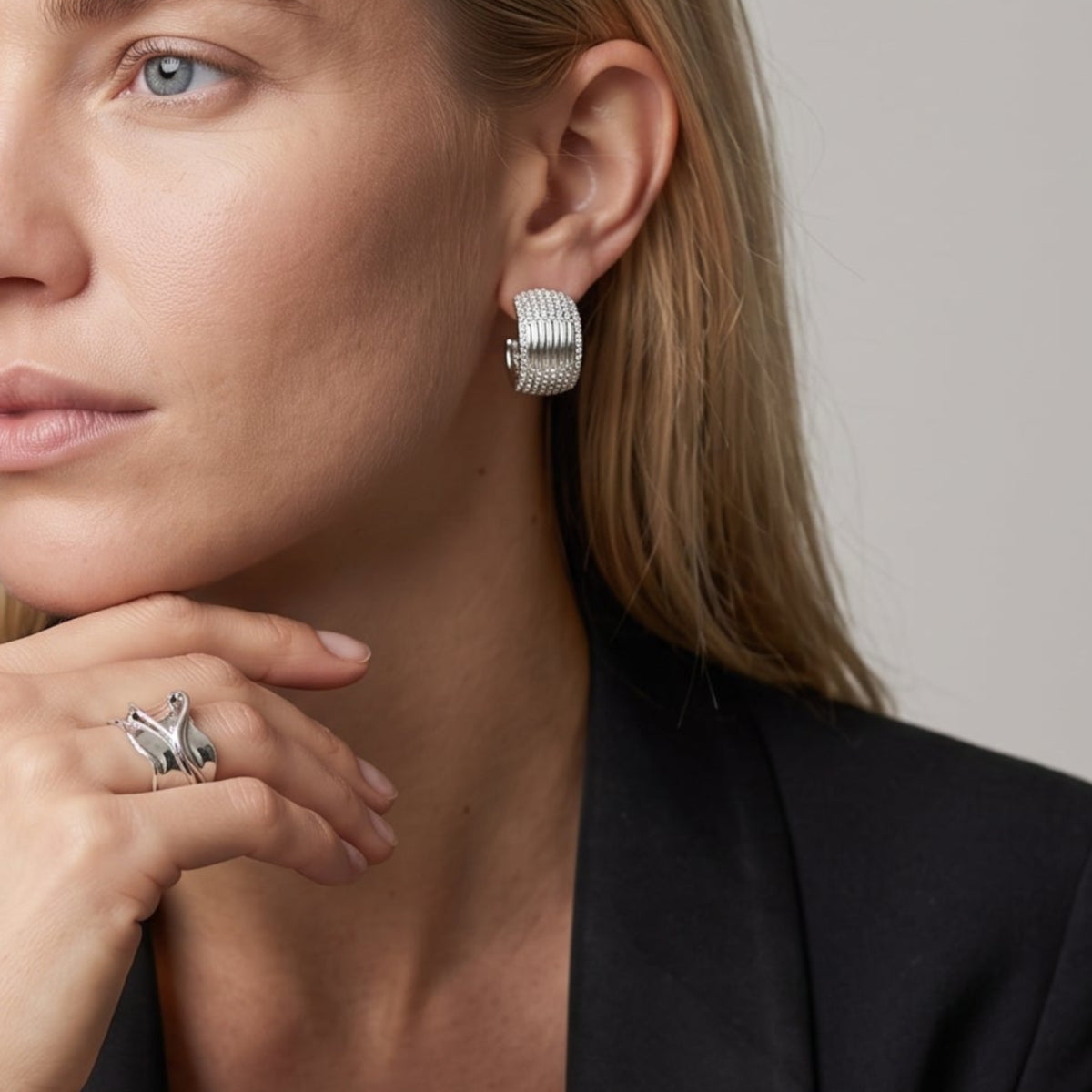 Enso Silver Stone Hoop Earrings