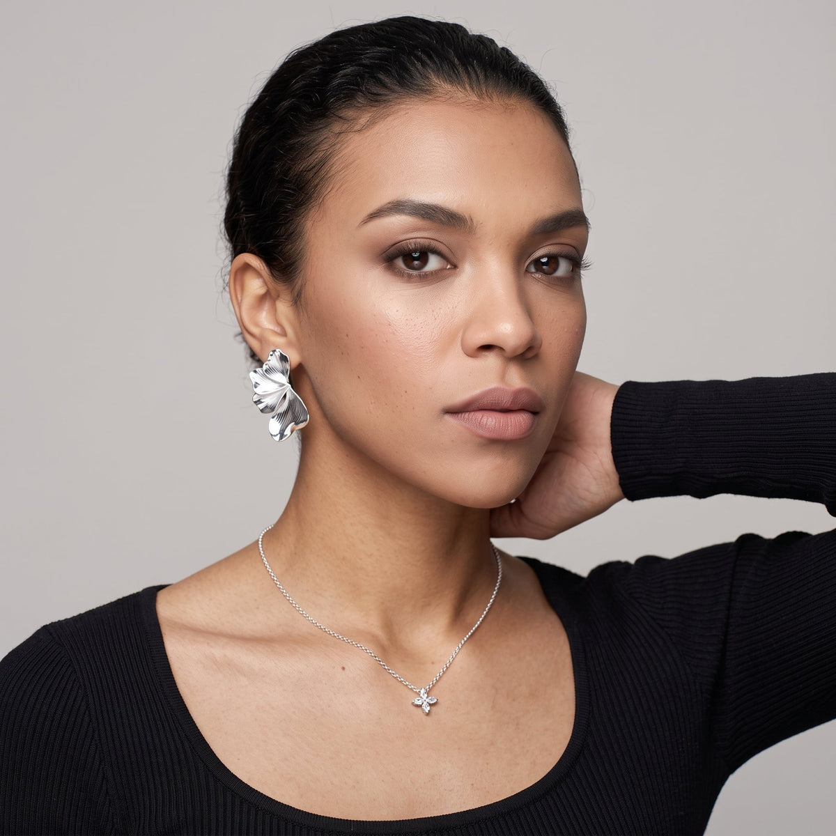 Kin Silver Sculptural Statement Earrings