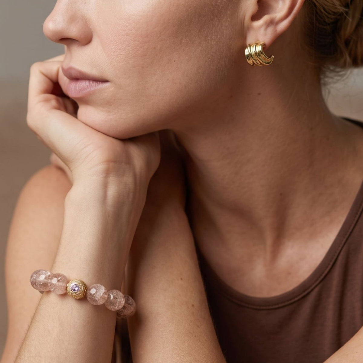 Enso Round Multi Quartz Bead Bracelet