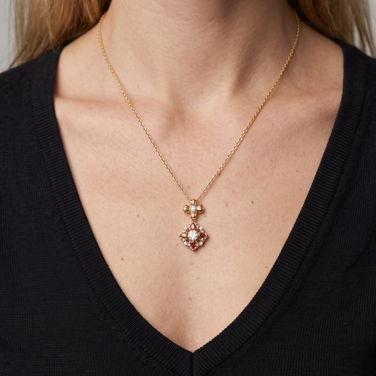 Kinmokusei Solid 925 Silver with 18K Gold Vermeil and Pearl Necklace