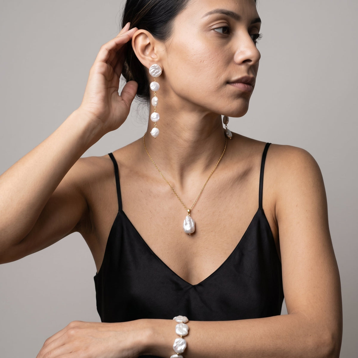 Shinju Pearl Layered Drop Earrings