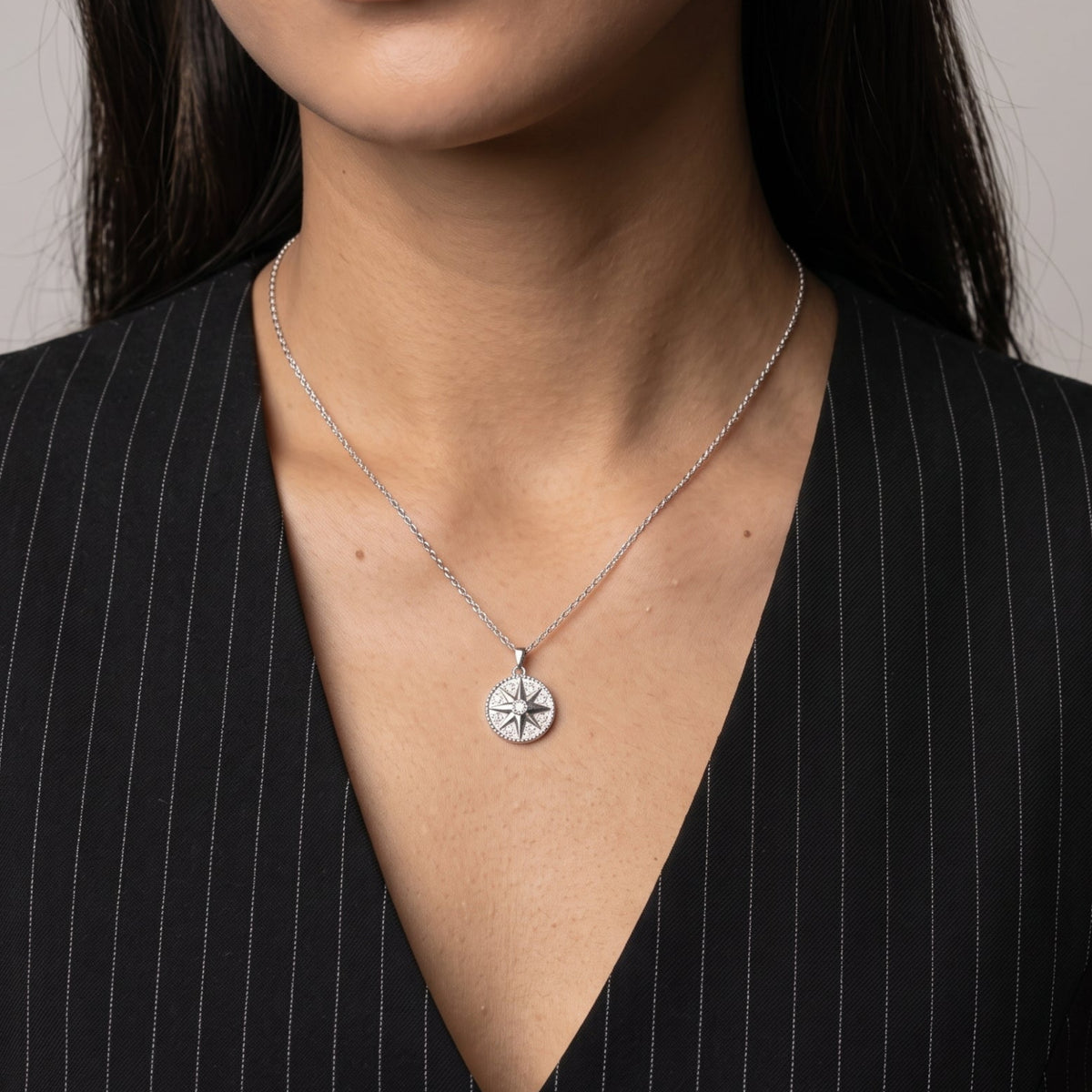 Enso Silver Star Pendant Necklace and Earrings Set